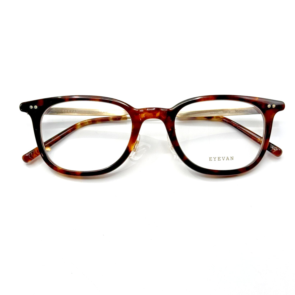 Eyevan Eyeglasses Frames Glint Tort 2 Brown Tortoise Square 50-22-145 Authentic